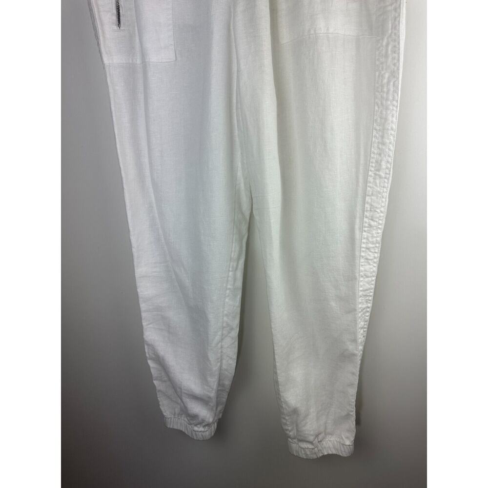 Athleta Cabo Linen Jogger Pants White Drawstring Zippered Pockets Womens Size 14 - Picture 4 of 10
